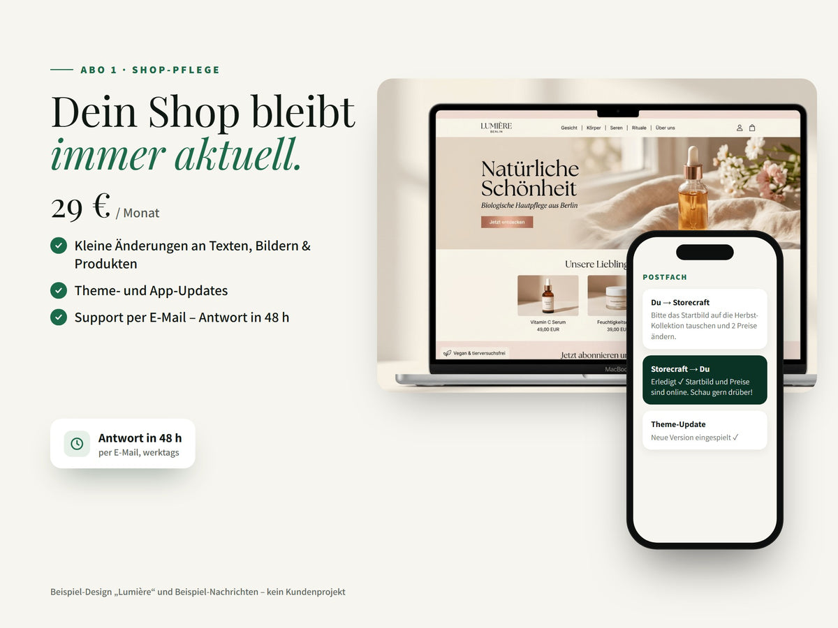 Abo · Shop-Pflege: Änderungen, Updates und Support per E-Mail
