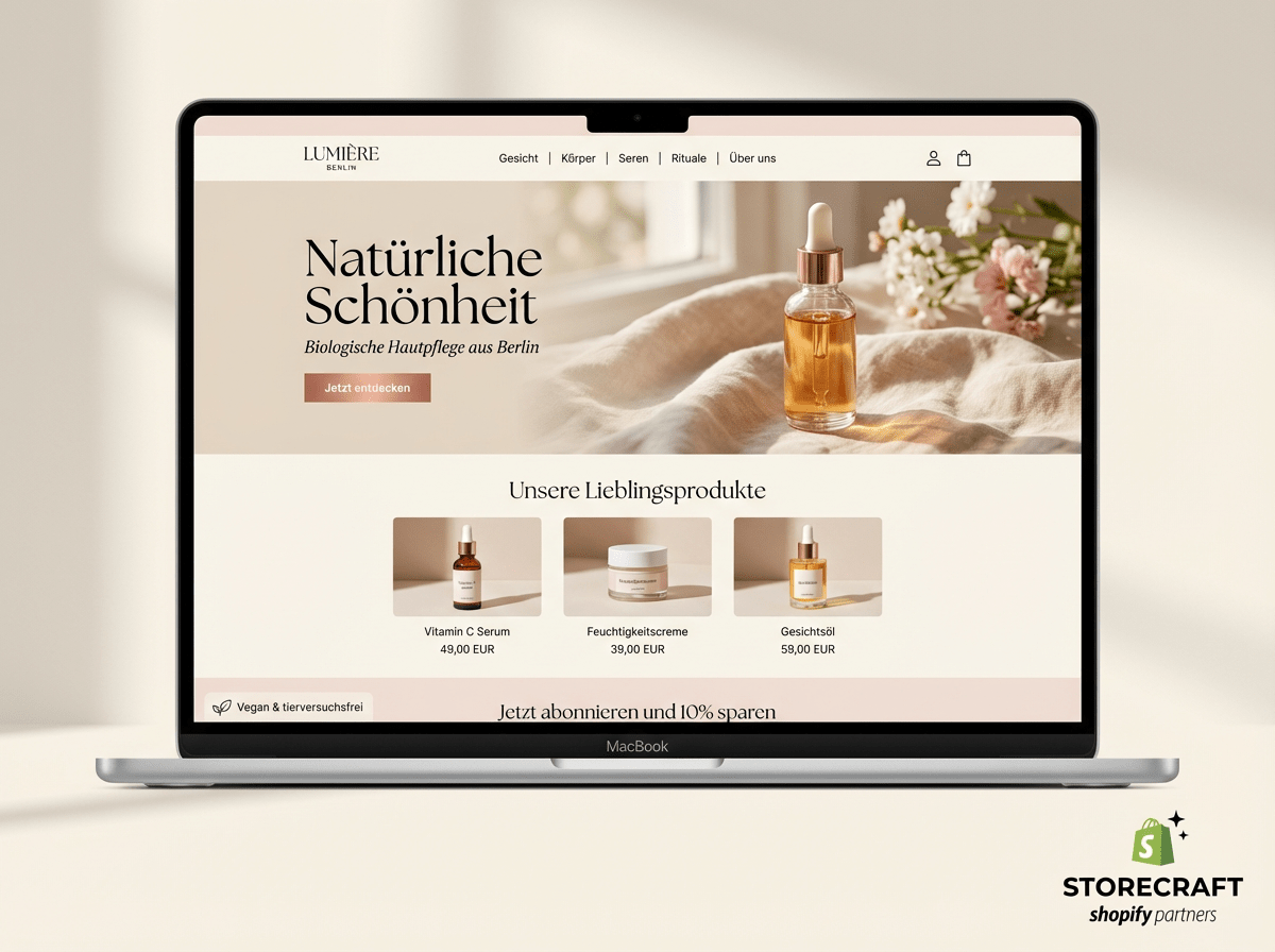 Storecraft Referenzshop Lumière Berlin — fertiger Shopify-Shop für Naturkosmetik