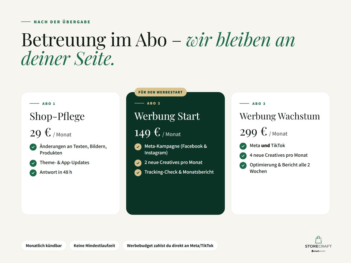 Abo · Drei Abos zur Wahl – monatlich kündbar, keine Mindestlaufzeit