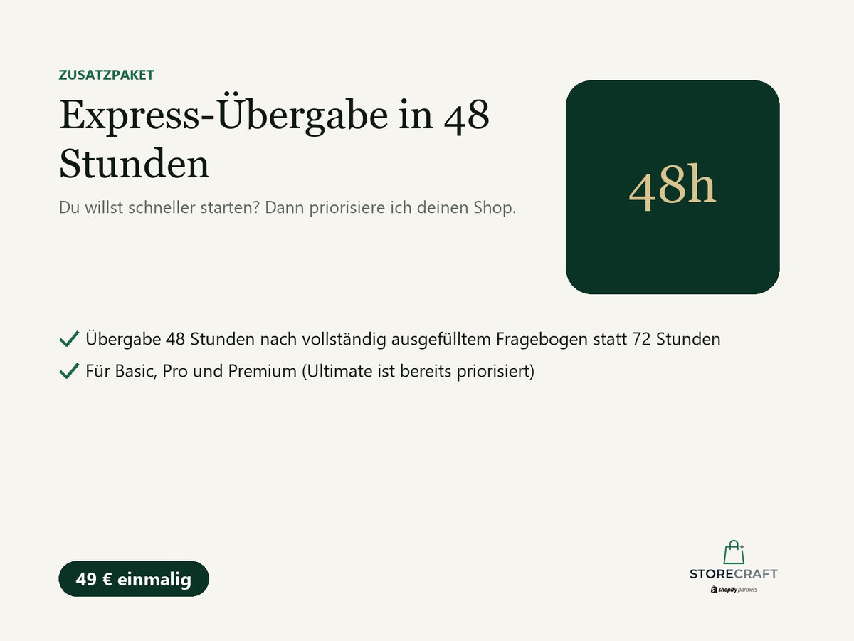 Zusatzleistung – Express-Übergabe in 48 Stunden: Leistungsübersicht