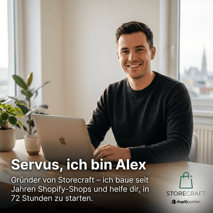 Alex, Gründer von Storecraft — baut seit Jahren Shopify-Shops in Österreich
