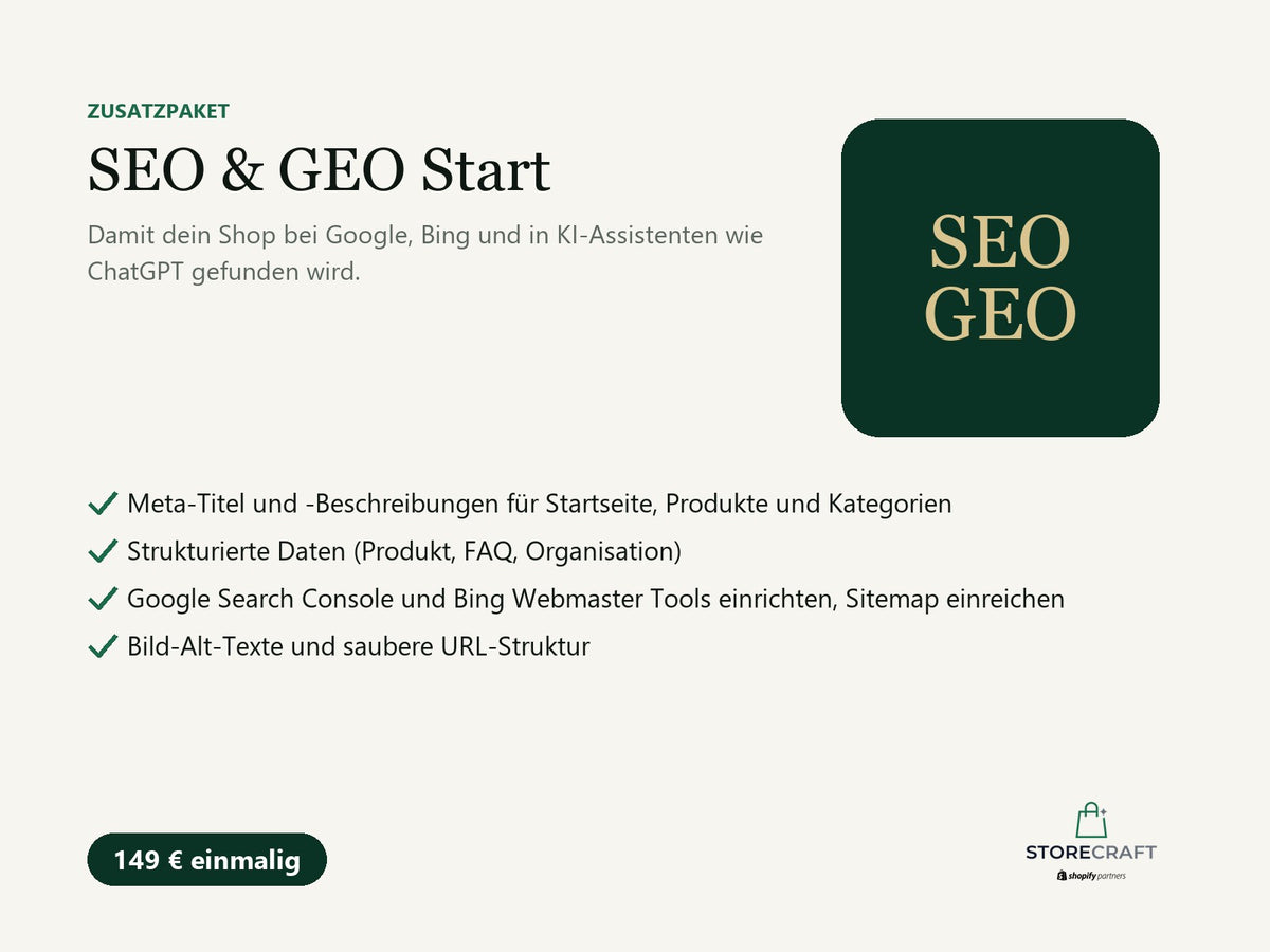 Zusatzleistung – SEO & GEO Start: Leistungsübersicht